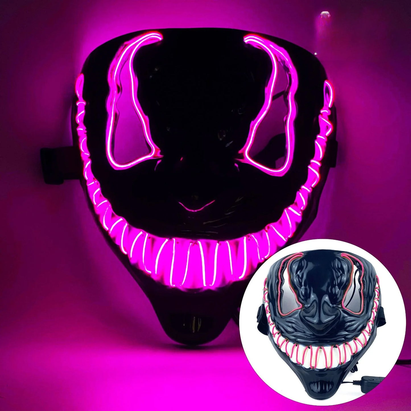 Neon LED Venom Mask