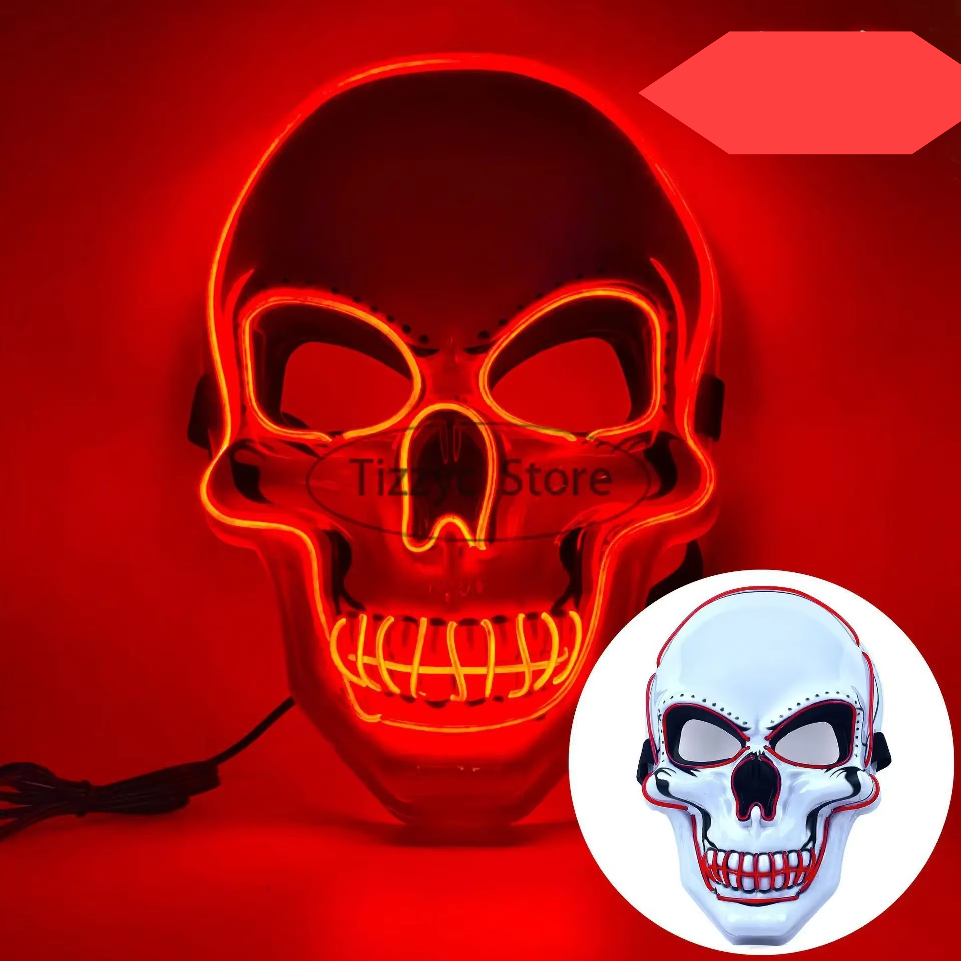 Neon LED Skull Mask