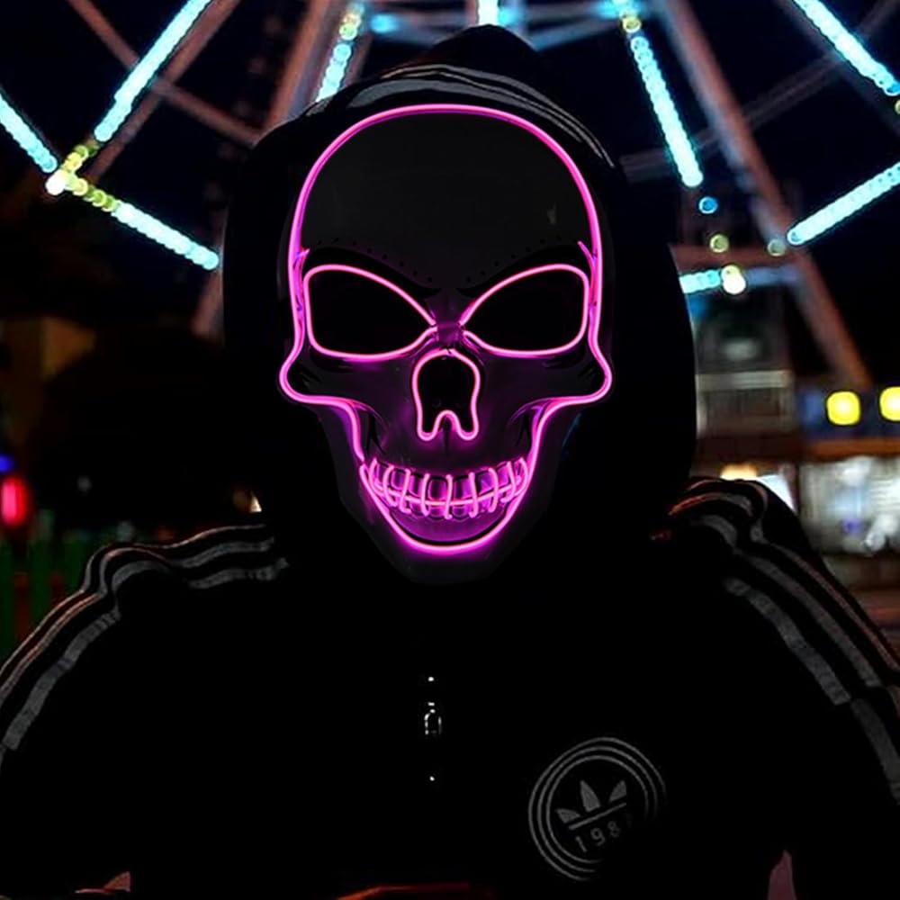 Neon LED Skull Mask