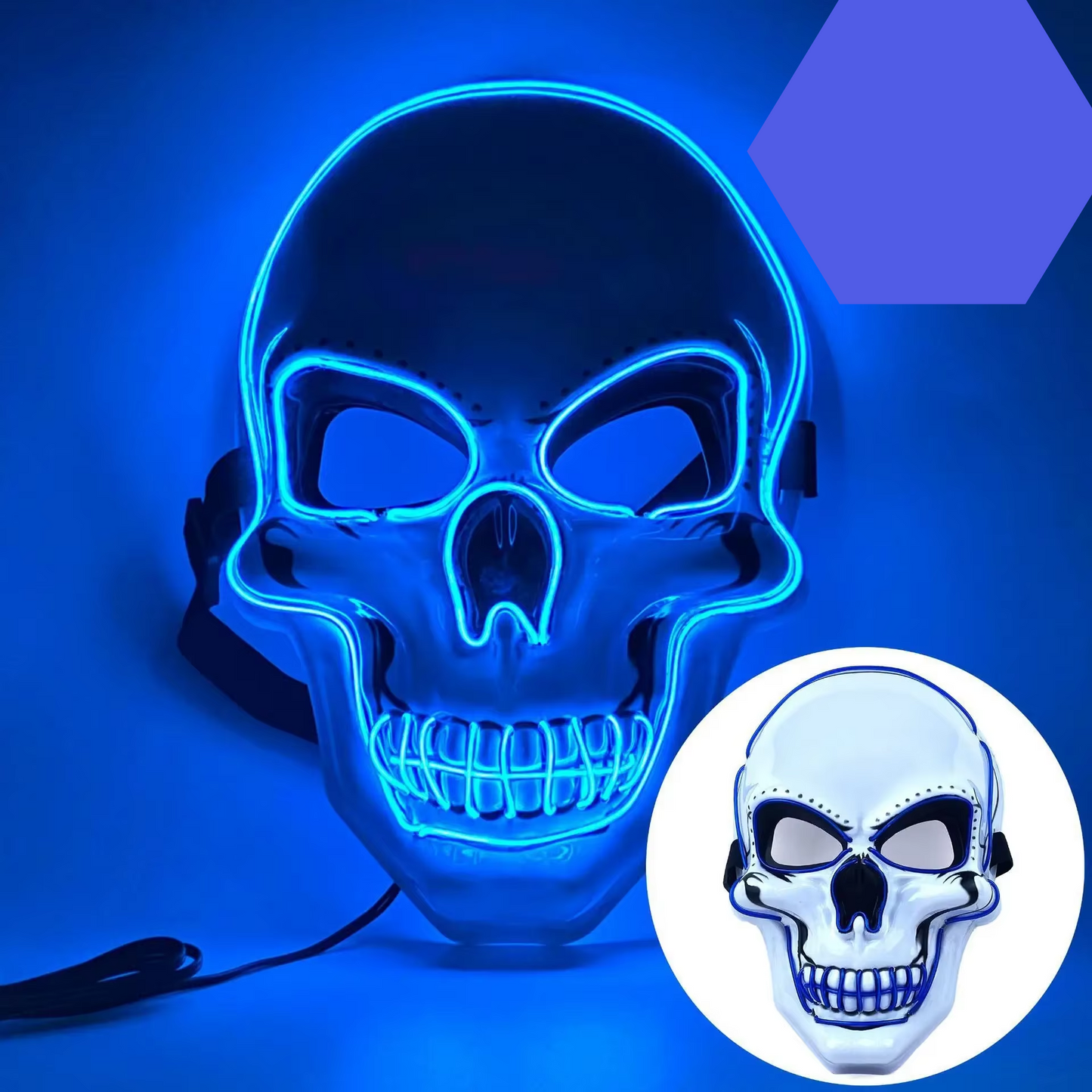 Neon LED Skull Mask