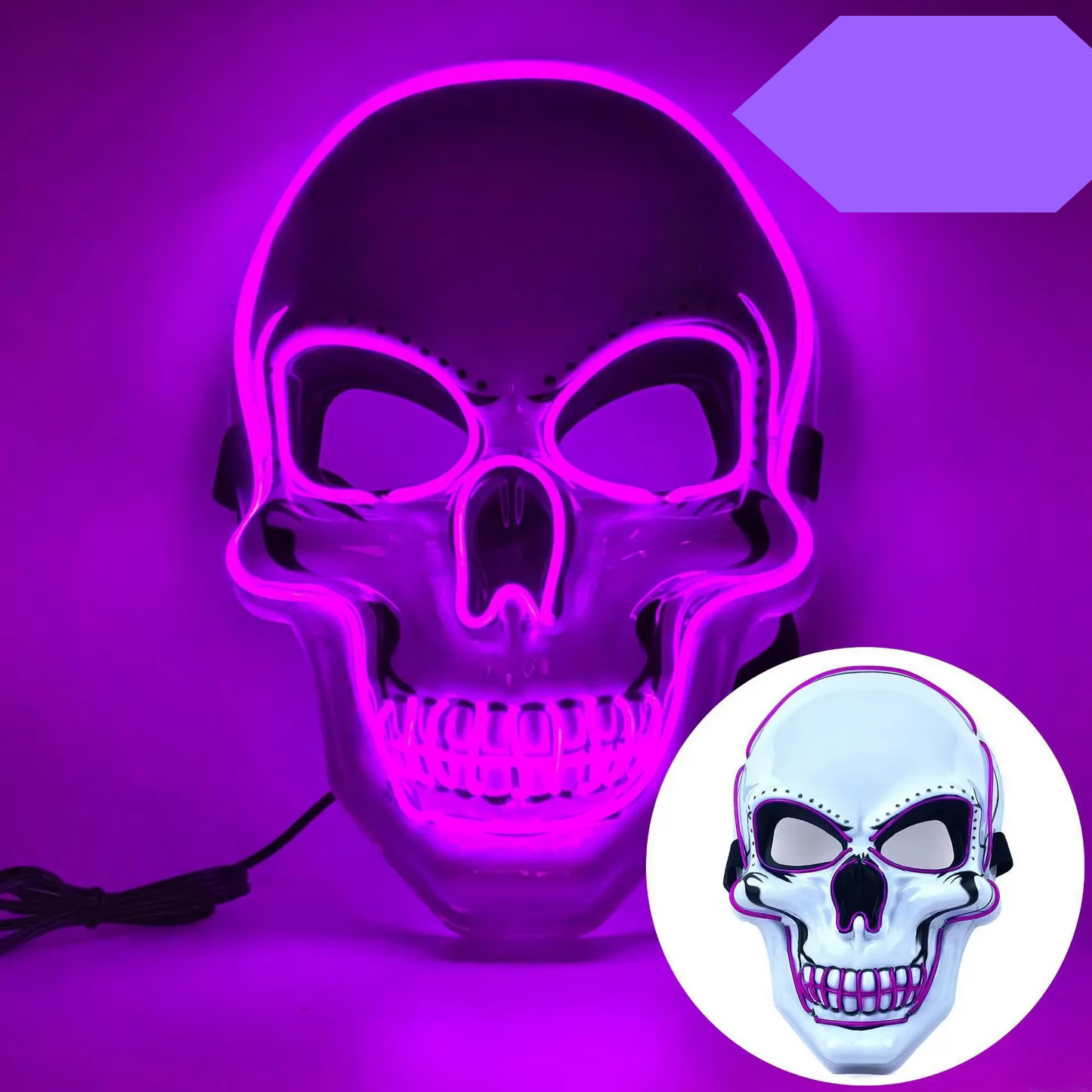 Neon LED Skull Mask