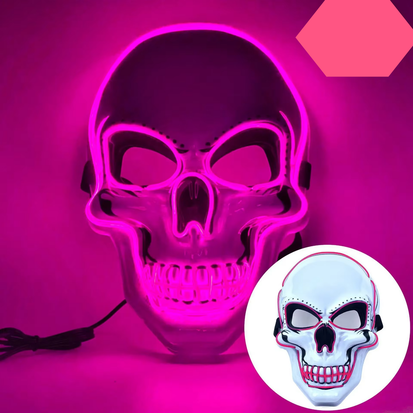 Neon LED Skull Mask