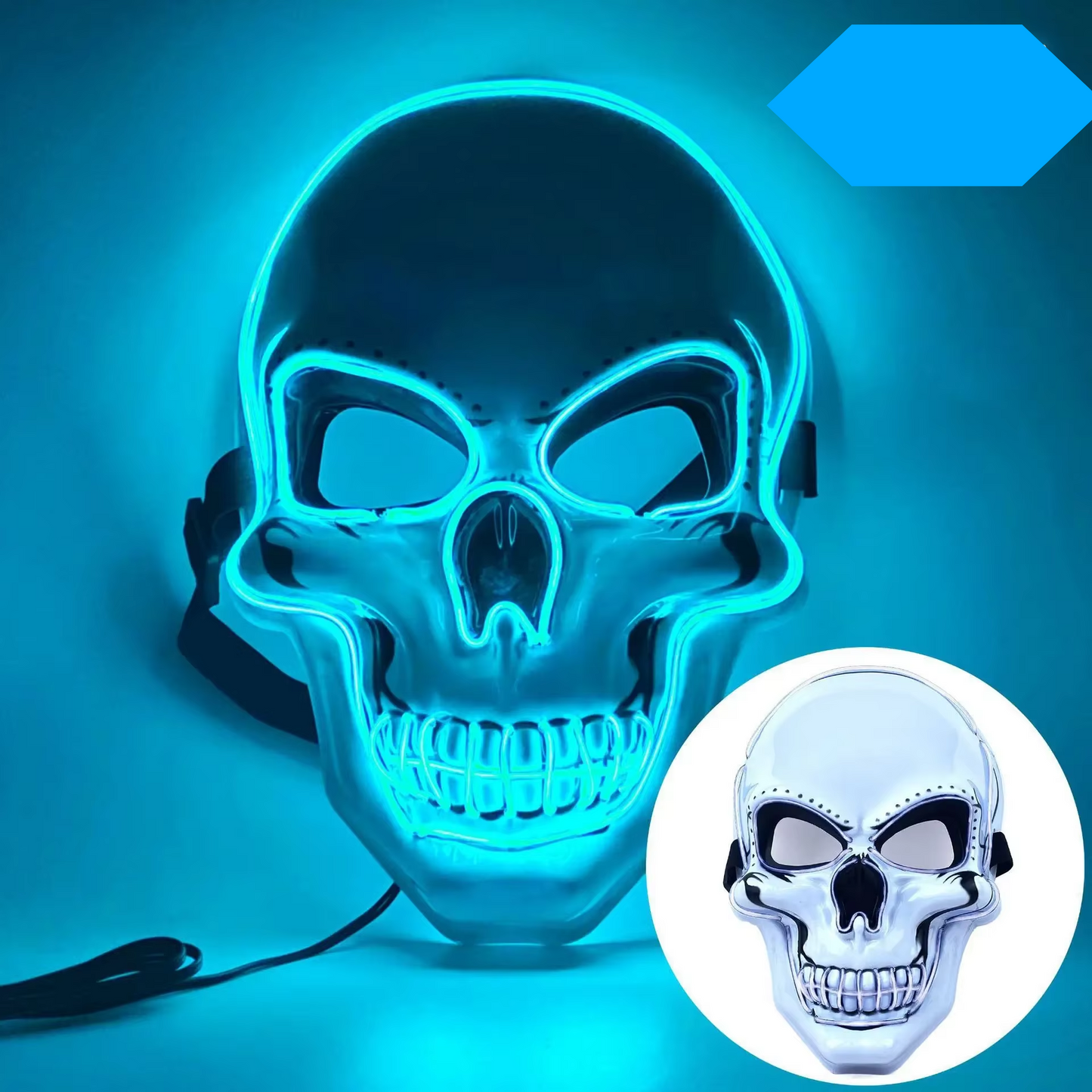 Neon LED Skull Mask