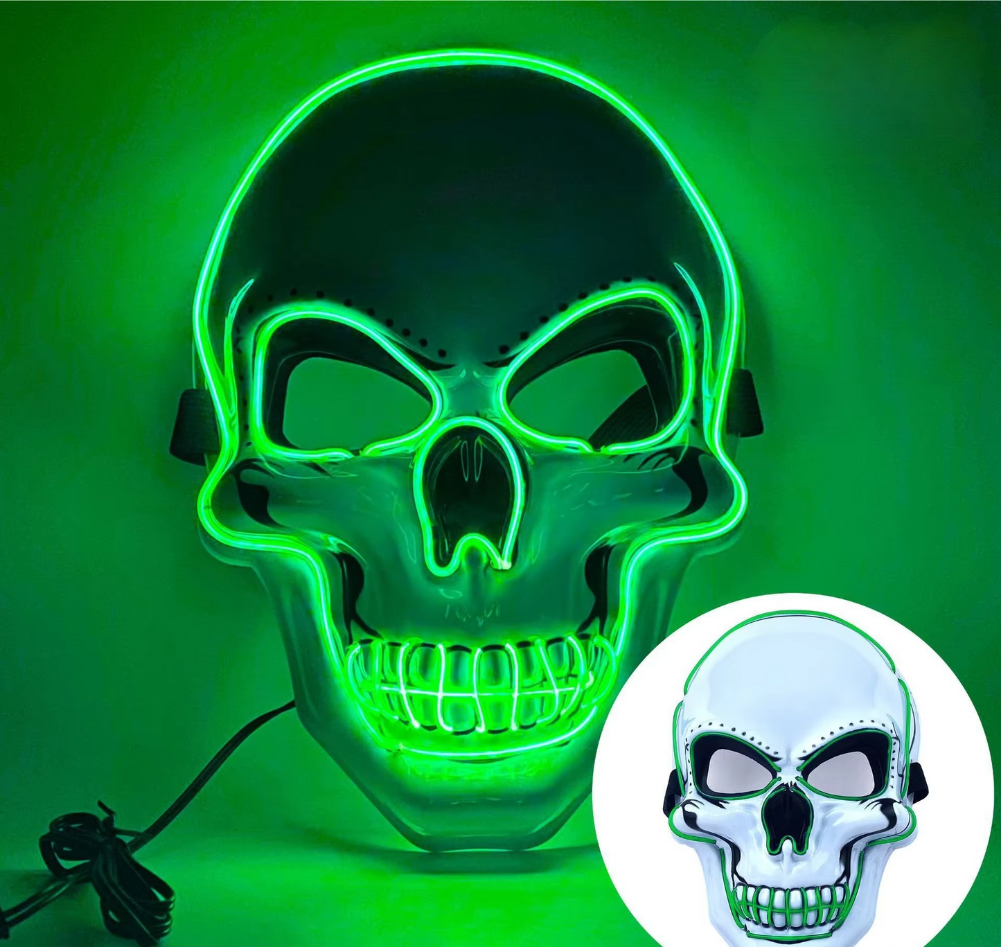 Neon LED Skull Mask