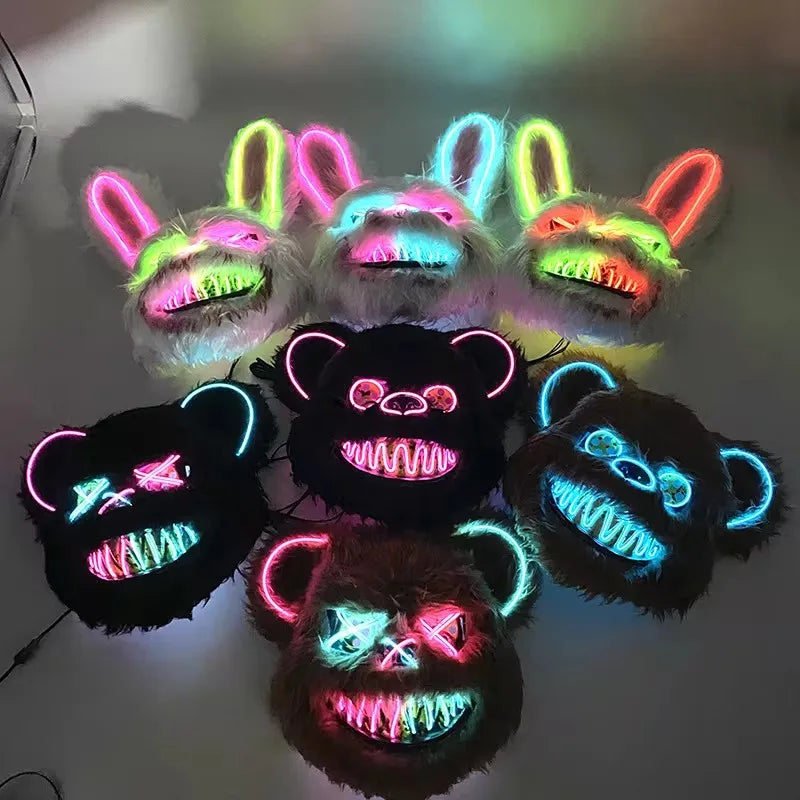 Neon LED Bunny and Bear Mask