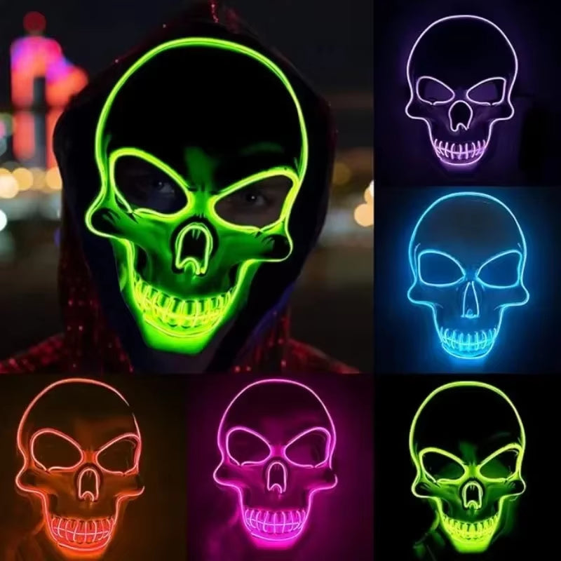 Neon LED Skull Mask