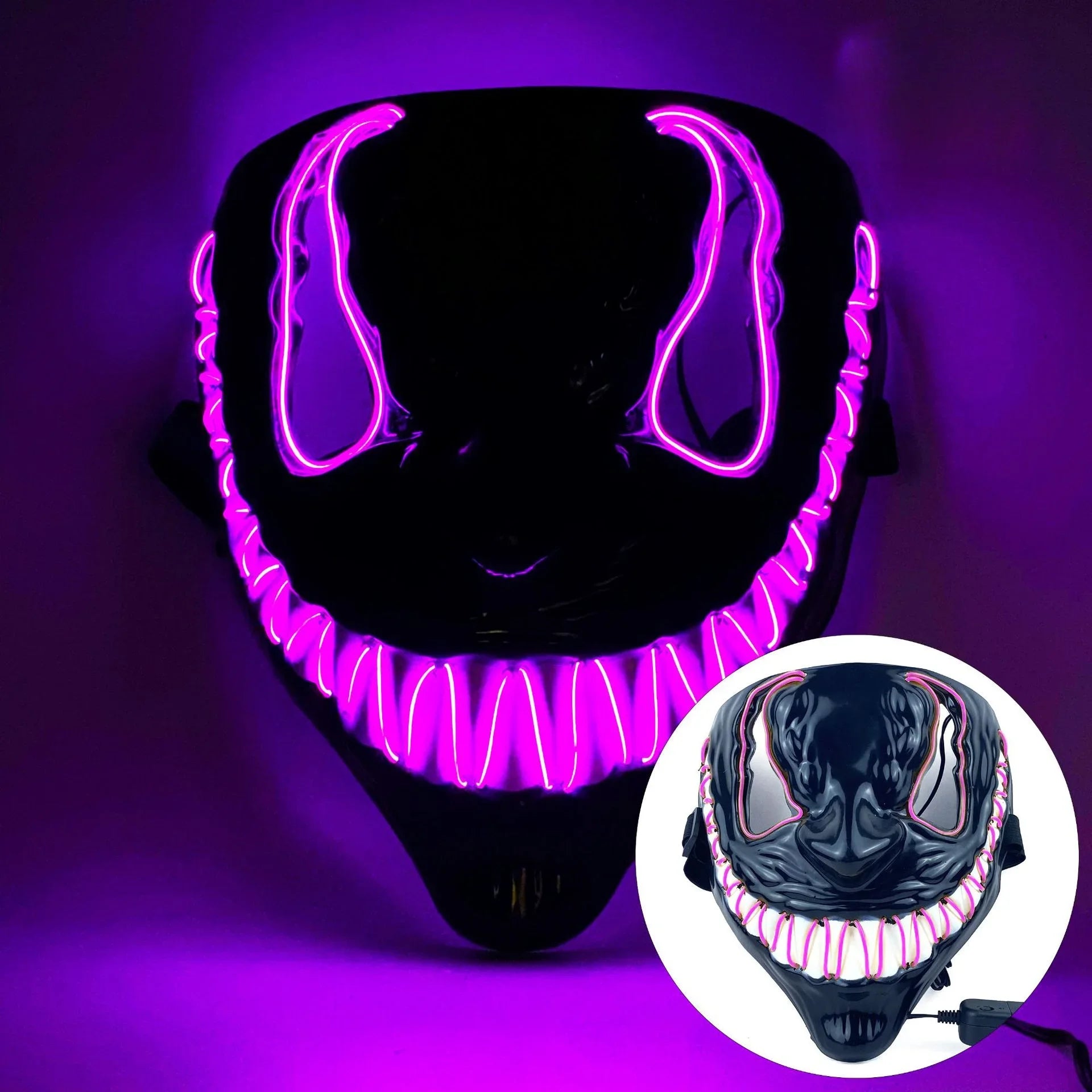 Neon LED Venom Mask