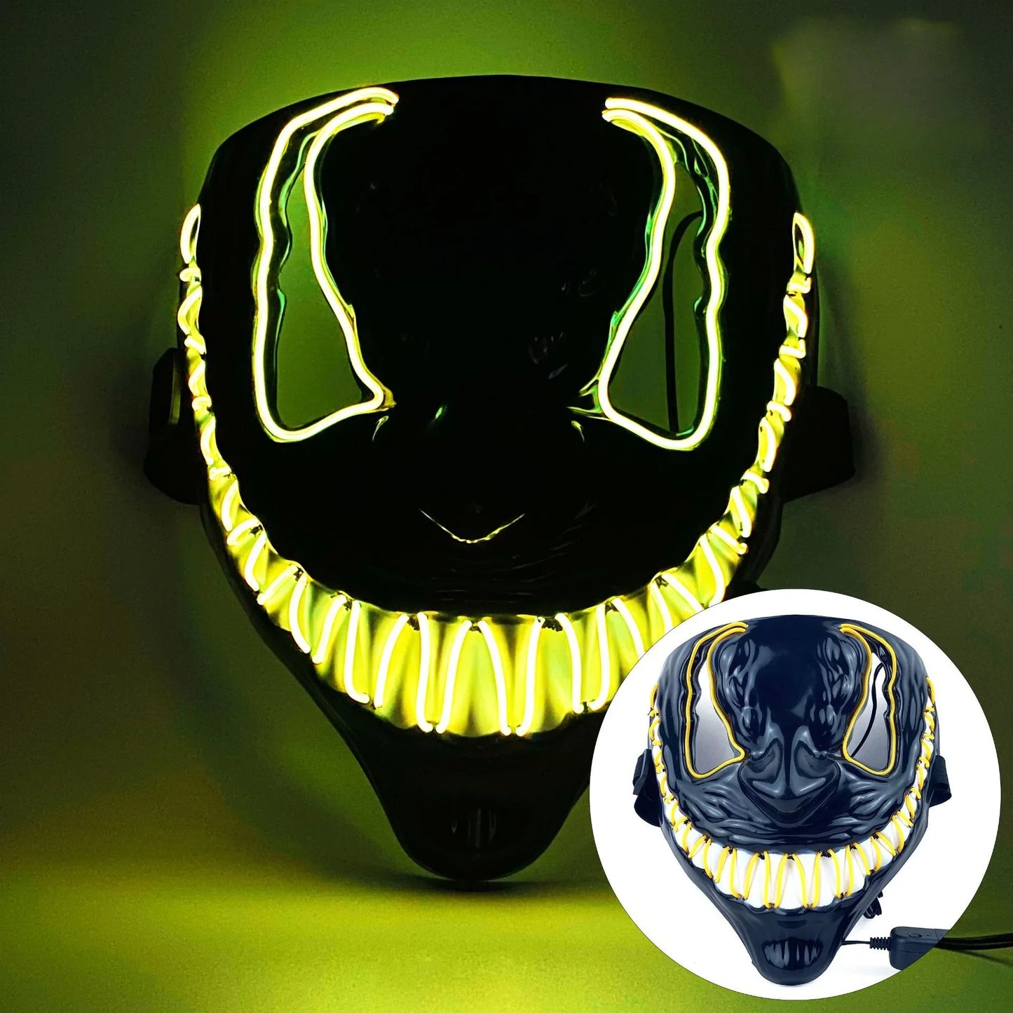 Neon LED Venom Mask